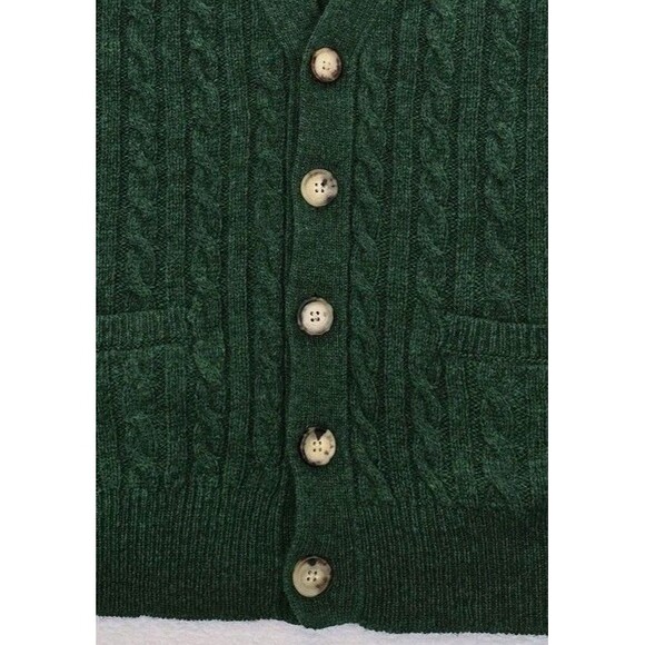 Spier & Mackay Sweater Vest Mens 2XL Green Wool Cable Knit Button Front Pockets - Picture 4 of 12